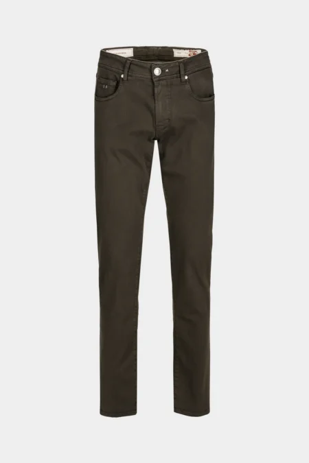 JEANS 5 TASCHE COLORATO LEONARDO SLIM GABARDINA RELAX MARRONE