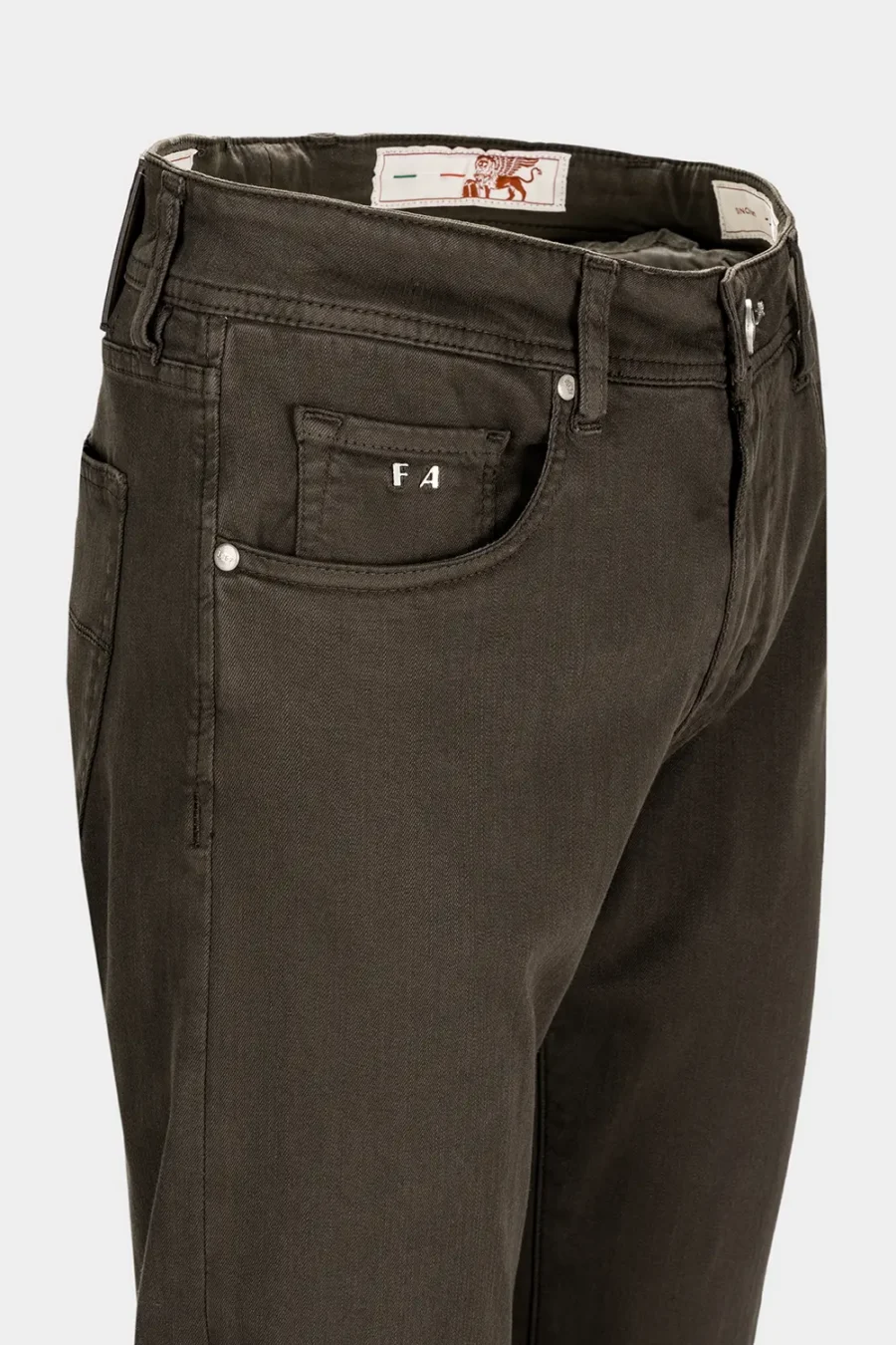JEANS 5 TASCHE COLORATO LEONARDO SLIM GABARDINA RELAX MARRONE - immagine 3