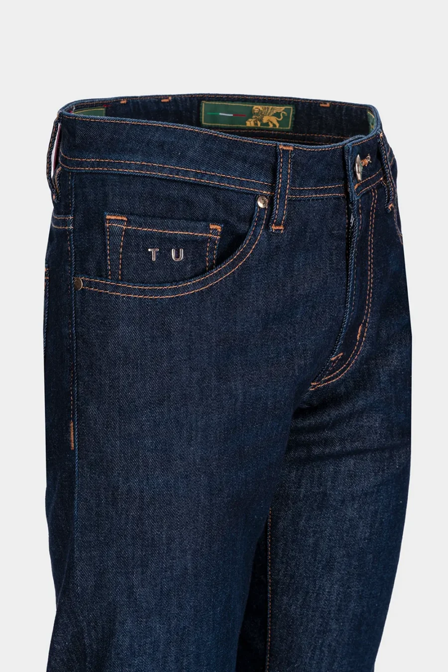 JEANS 5 TASCHE LEONARDO SLIM IN DENIM CASHMERE BLU MEDIO - immagine 3