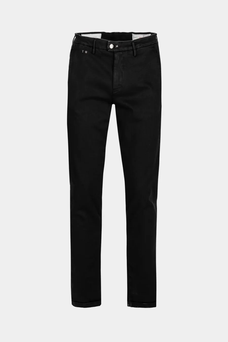 PANTALONE CHINO LUIS REGULAR IN GABARDINA DI COTONE STRETCH NERO