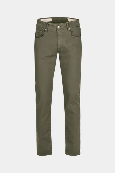 JEANS 5 POCKETS COLOURED MICHELANGELO REGULAR GABARDINE RELAX MILITARY GREEN
