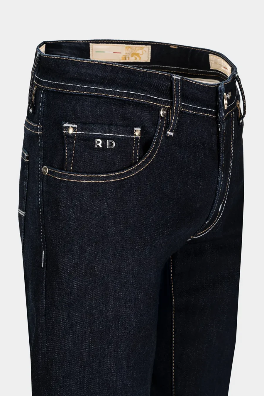 JEANS 5 TASCHE LEONARDO SLIM IN DENIM TENCEL BLU SCURO - immagine 3