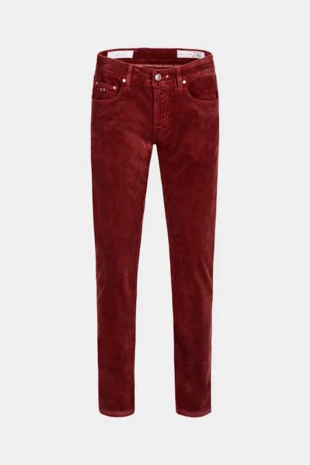 JEANS 5 POCKETS LEONARDO SLIM LUXURY VELVET PANTS RED