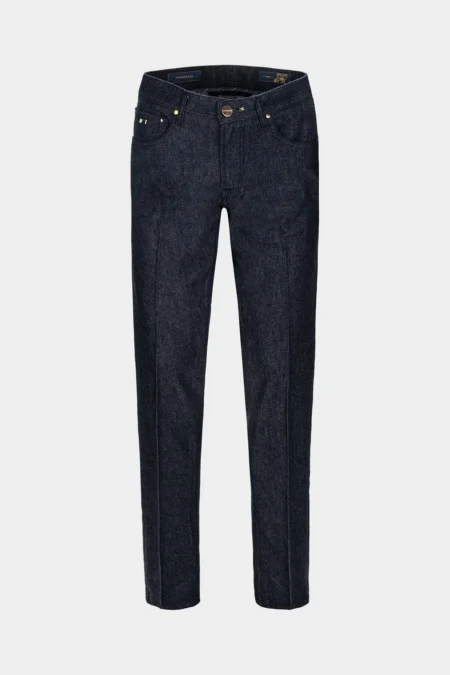 JEANS 5 POCKETS MICHELANGELO REGULAR IN WOOL DARK BLUE BLUE GOLD
