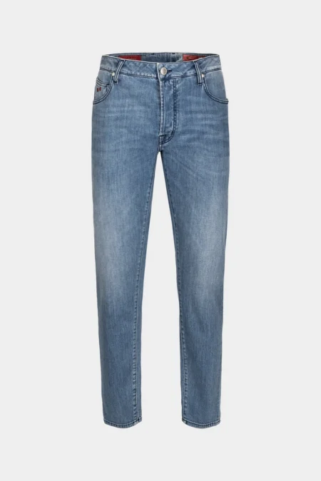 JEANS 5 TASCHE BRANDO CARROT DENIM AZZURRO - FILO BLU