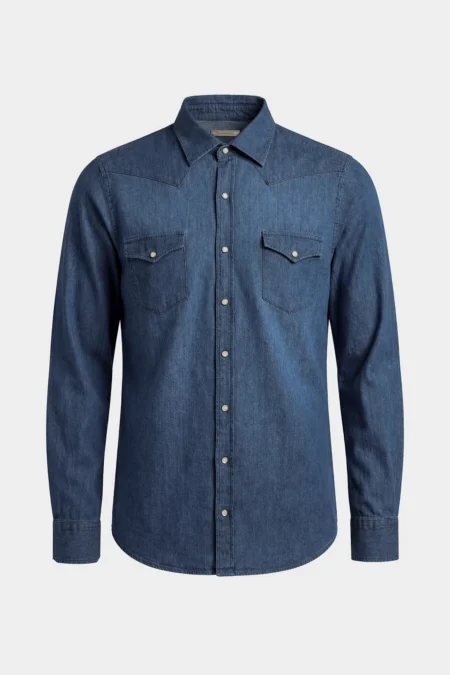 CAMICIA MARCO IN DENIM LEGGERO BLU MEDIO