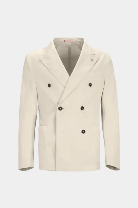 DUBLE BREASTED JACKET GIACOMO GABARDINE RELAX WHITE GREY