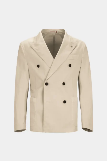 DUBLE BREASTED JACKET GIACOMO GABARDINE RELAX LIGHT BEIGE