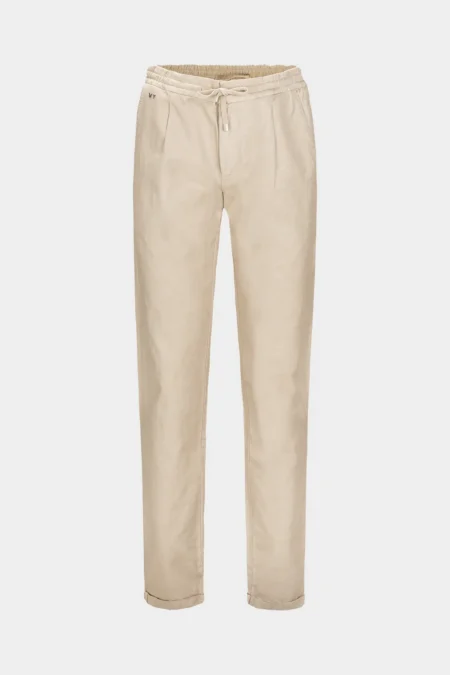 PANTALONE CON LACCIO ALVISE LEISURE IN DENIM LINO BEIGE CHIARO