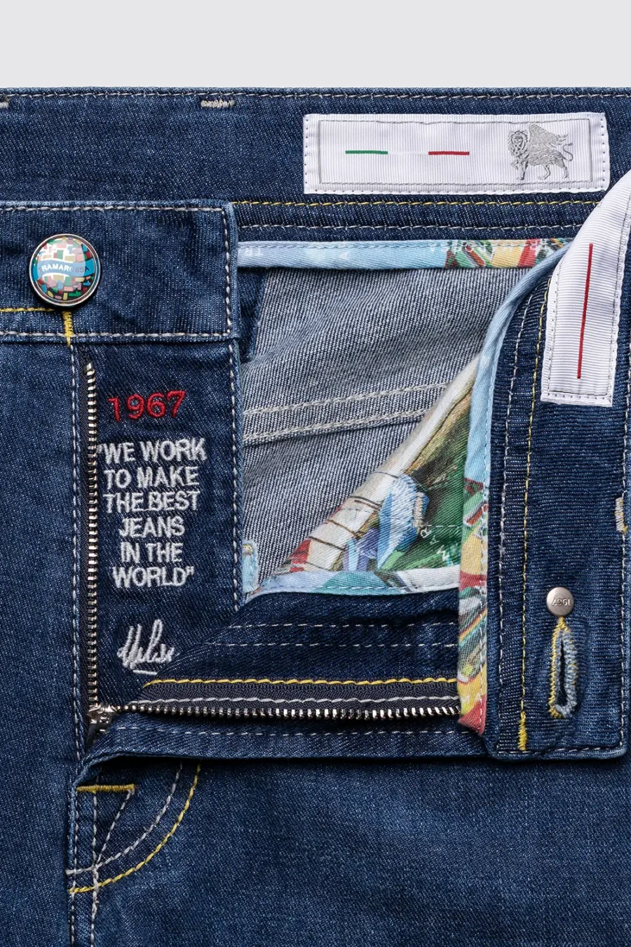 JEANS 5 POCKETS LEONARDO SLIM WITH COLORED THREAD IN MEDIUM BLUE