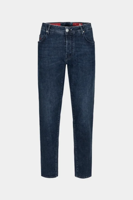 JEANS 5 POCKETS BRANDO CARROT DENIM RELAX MEDIUM BLUE - TABACCO THREAD (Copia)