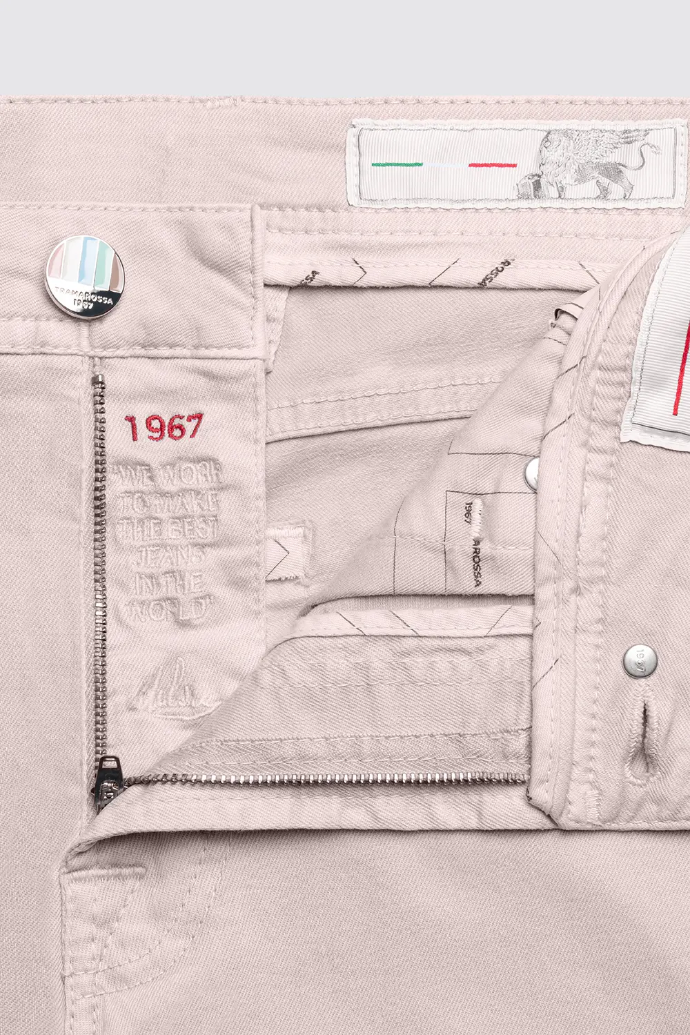 JEANS 5 TASCHE MICHELANGELO IN DENIM COLORATO ROSA PASTELLO - immagine 5