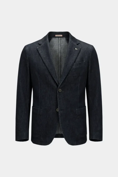 FILIPPO SINGLE-BREASTED DARK BLUE CASHMERE DENIM JACKET