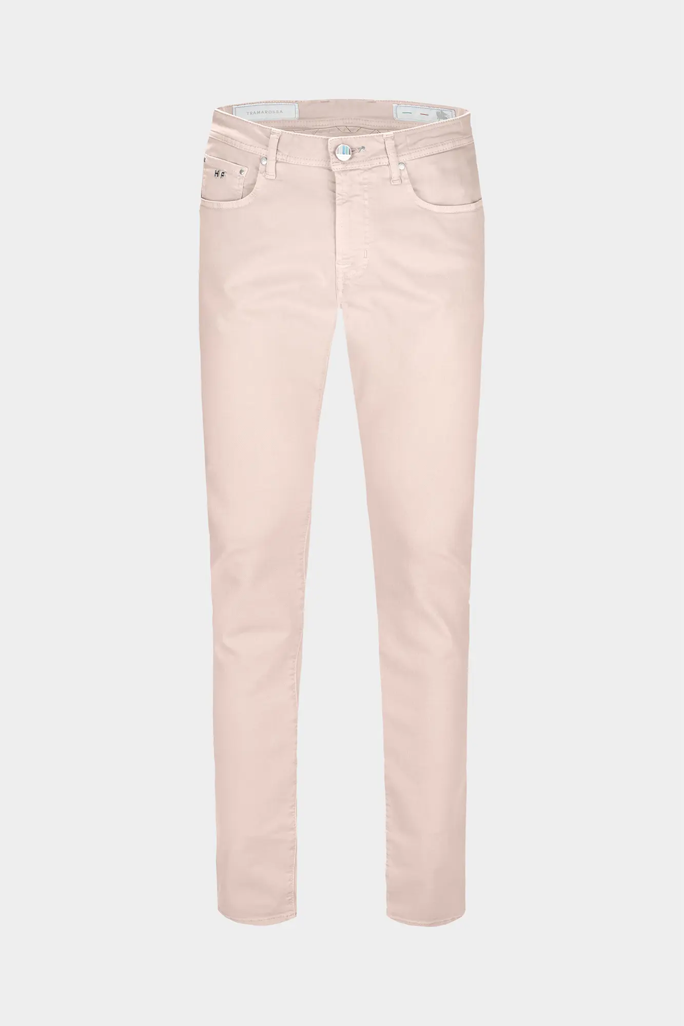 JEANS 5 TASCHE LEONARDO SLIM IN DENIM COLORATO ROSA PASTELLO