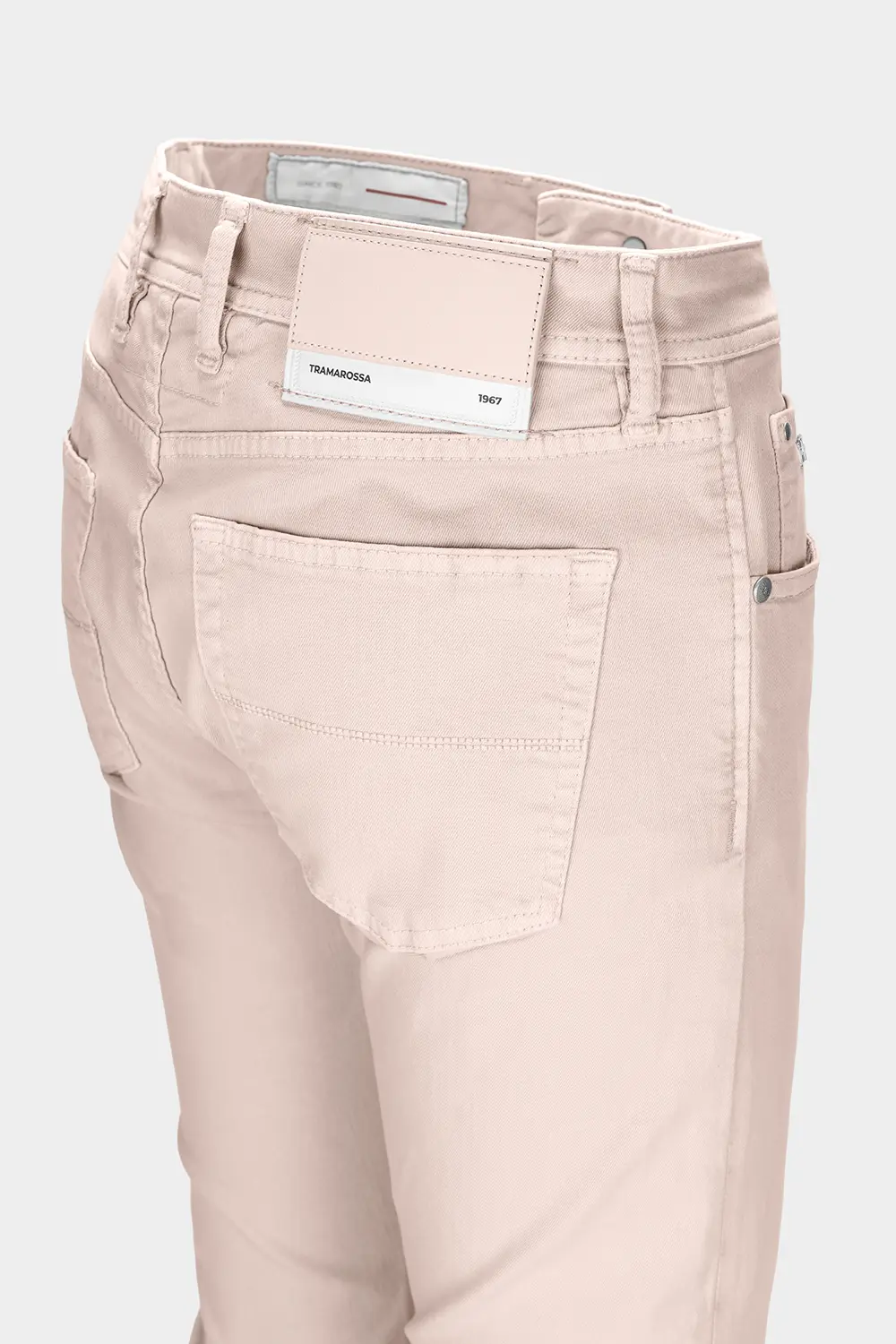 JEANS 5 TASCHE LEONARDO SLIM IN DENIM COLORATO ROSA PASTELLO - immagine 4