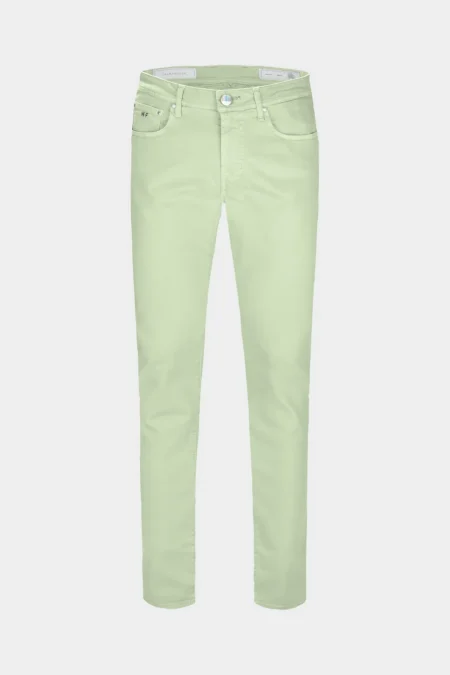 JEANS 5 POCKETS LEONARDO SLIM IN COLORED DENIM PASTEL GREEN