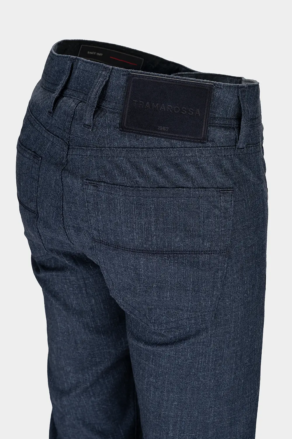 JEANS 5 TASCHE COLORATO MICHELANGELO REGULAR IN COTONE STAMPATO BLU MEDIO - immagine 4