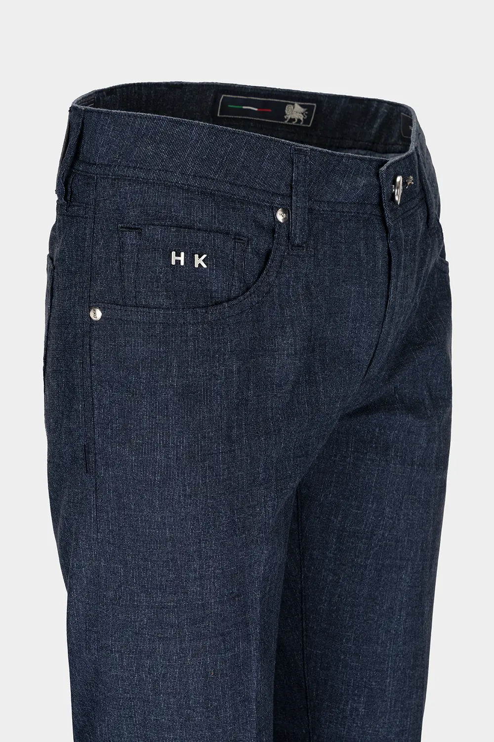 JEANS 5 TASCHE COLORATO MICHELANGELO REGULAR IN COTONE STAMPATO BLU MEDIO - immagine 3