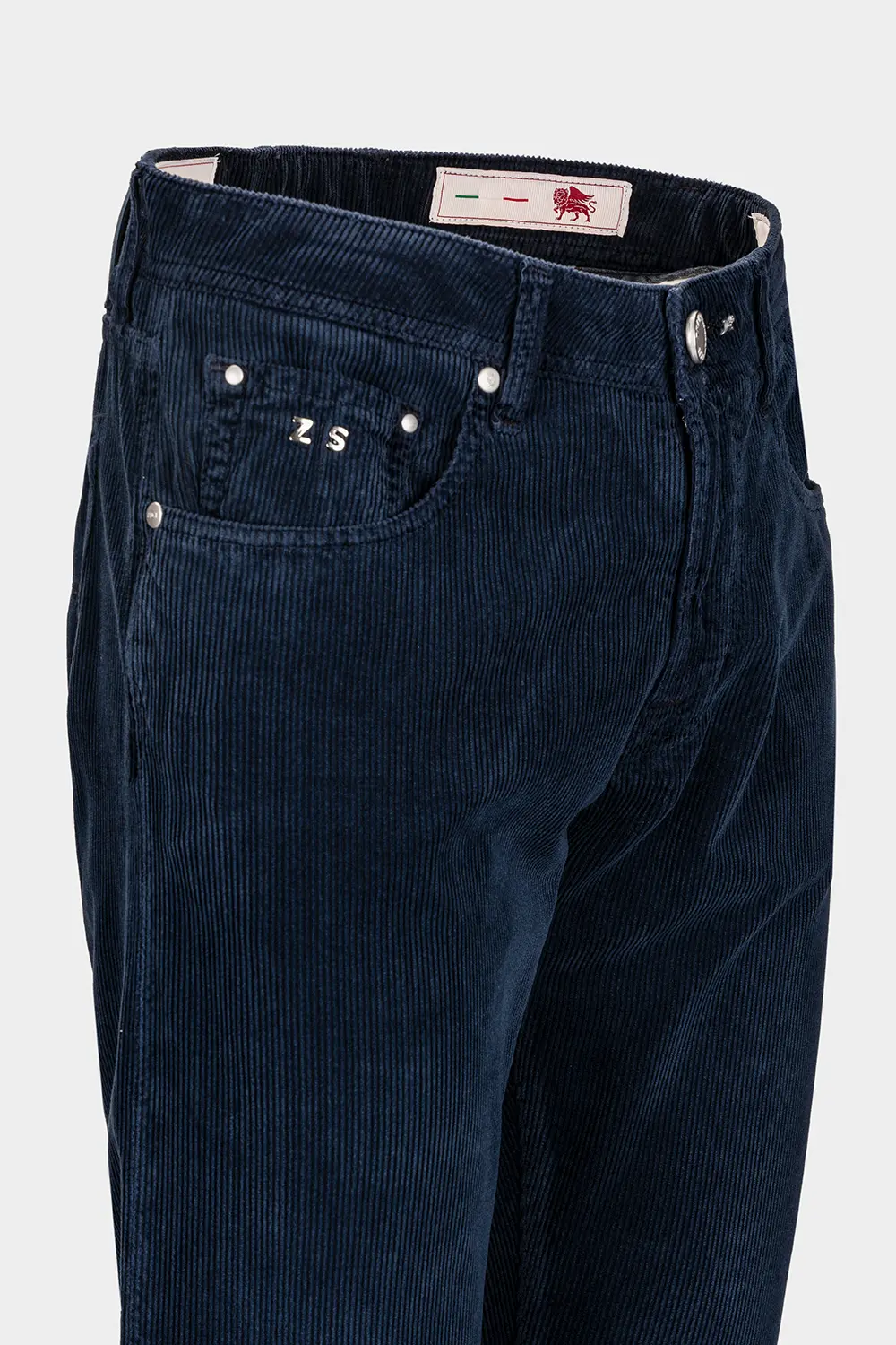 JEANS 5 TASCHE COLORATO MICHELANGELO REGULAR IN VELLUTO 1000 RIGHE BLU SCURO - immagine 3