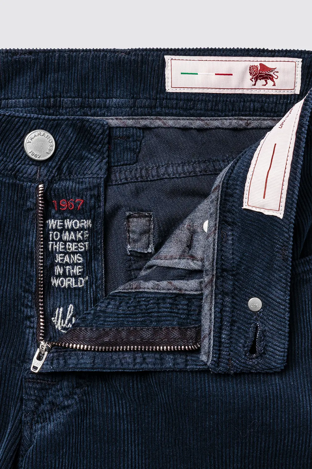 JEANS 5 TASCHE COLORATO MICHELANGELO REGULAR IN VELLUTO 1000 RIGHE BLU SCURO - immagine 4
