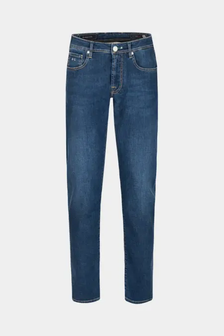 JEANS 5 POCKETS LEONARDO SLIM IN DENIM STRETCH MEDIUM BLUE SKY TRIP