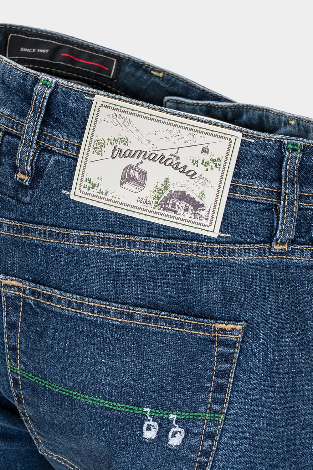 JEANS 5 POCKETS LEONARDO SLIM IN DENIM STRETCH MEDIUM BLUE SKY TRIP - Image 2