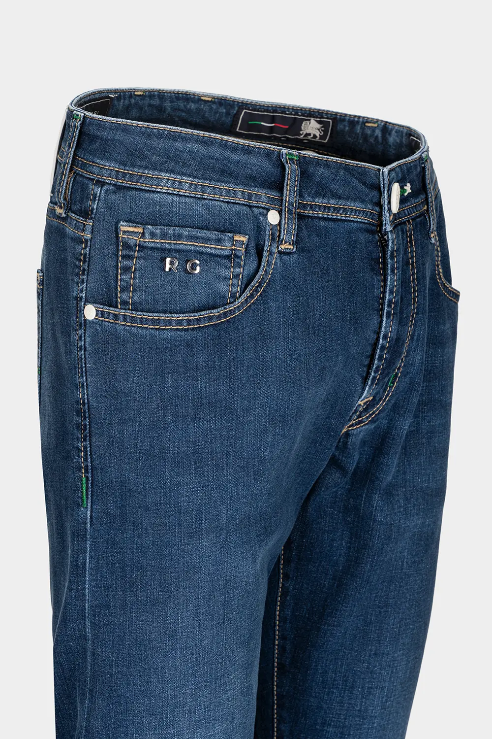 JEANS 5 POCKETS LEONARDO SLIM IN DENIM STRETCH MEDIUM BLUE SKY TRIP - Image 3