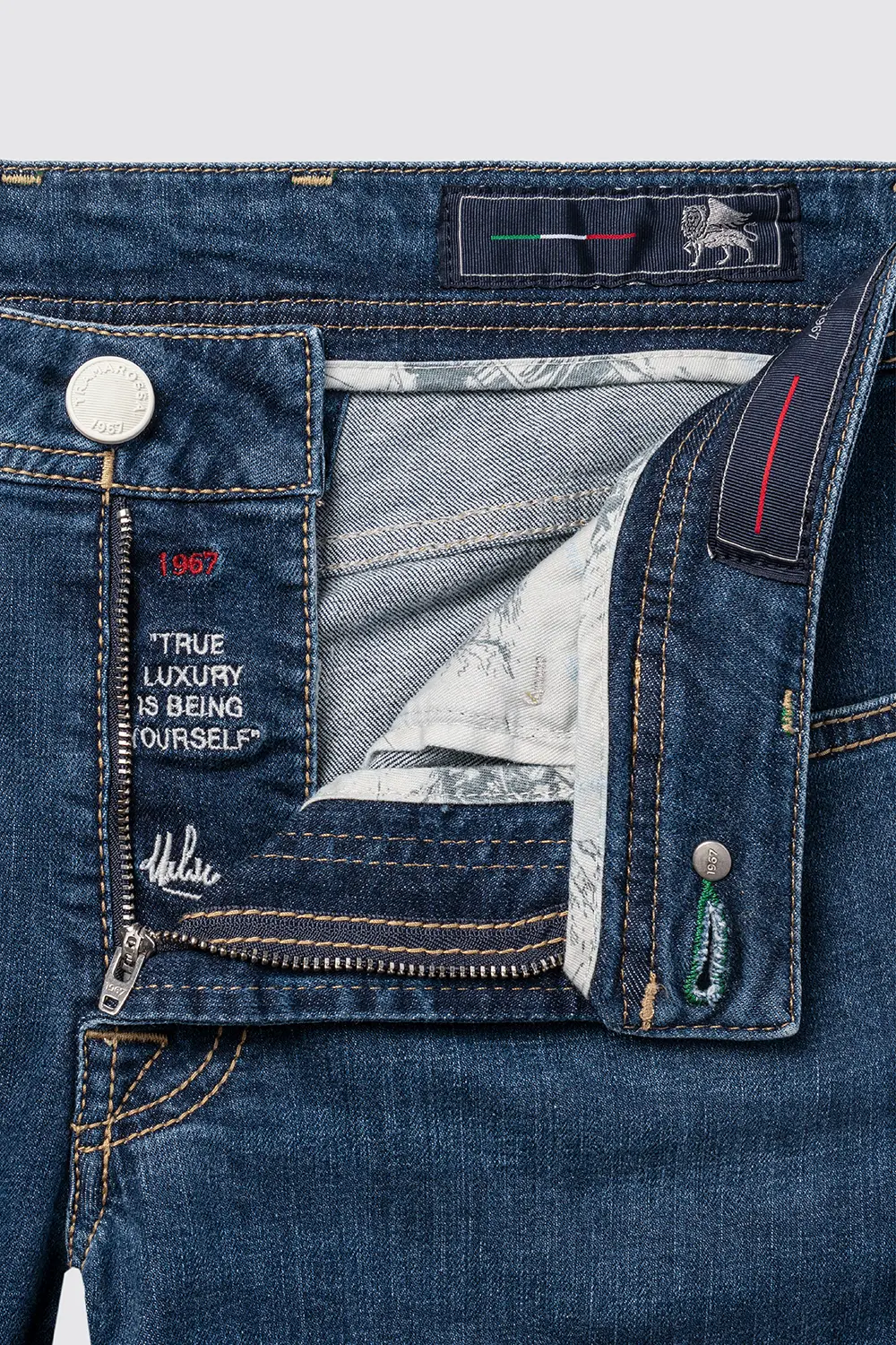 JEANS 5 POCKETS LEONARDO SLIM IN DENIM STRETCH MEDIUM BLUE SKY TRIP - Image 4