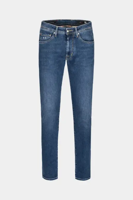 JEANS 5 TASCHE LEONARDO SLIM IN DENIM STRETCH BLU MEDIO VENEZIA