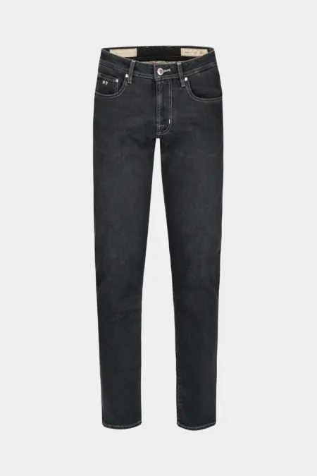 JEANS 5 TASCHE MICHELANGELO REGULAR CON FILO COLORATO IN DENIM STRETCH NERO ARTE