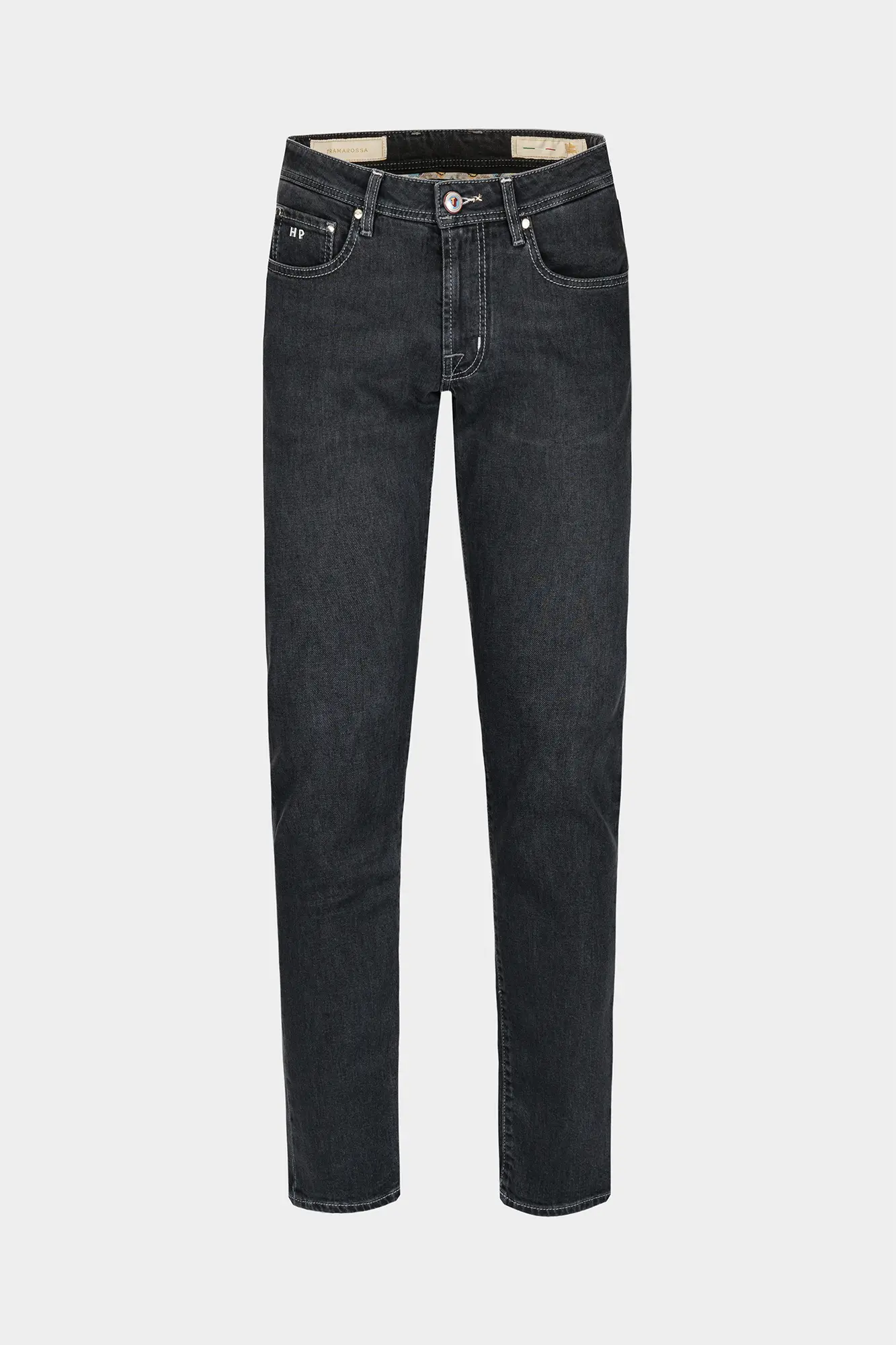 JEANS 5 TASCHE MICHELANGELO REGULAR CON FILO COLORATO IN DENIM STRETCH NERO ARTE