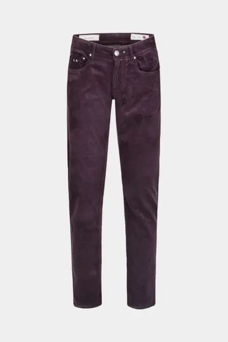 JEANS 5 POCKETS COLOURED MICHELANGELO REGULAR IN 1000-STRIPE BORDEAUX CORDUROY