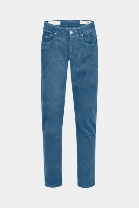 JEANS 5 TASCHE COLORATO MICHELANGELO REGULAR IN VELLUTO 1000 RIGHE BLU CHIARO