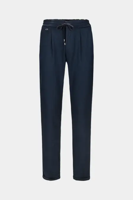 ALVISE REGULAR CHINO PANTS IN BLUE HERRINGBONE FABRIC