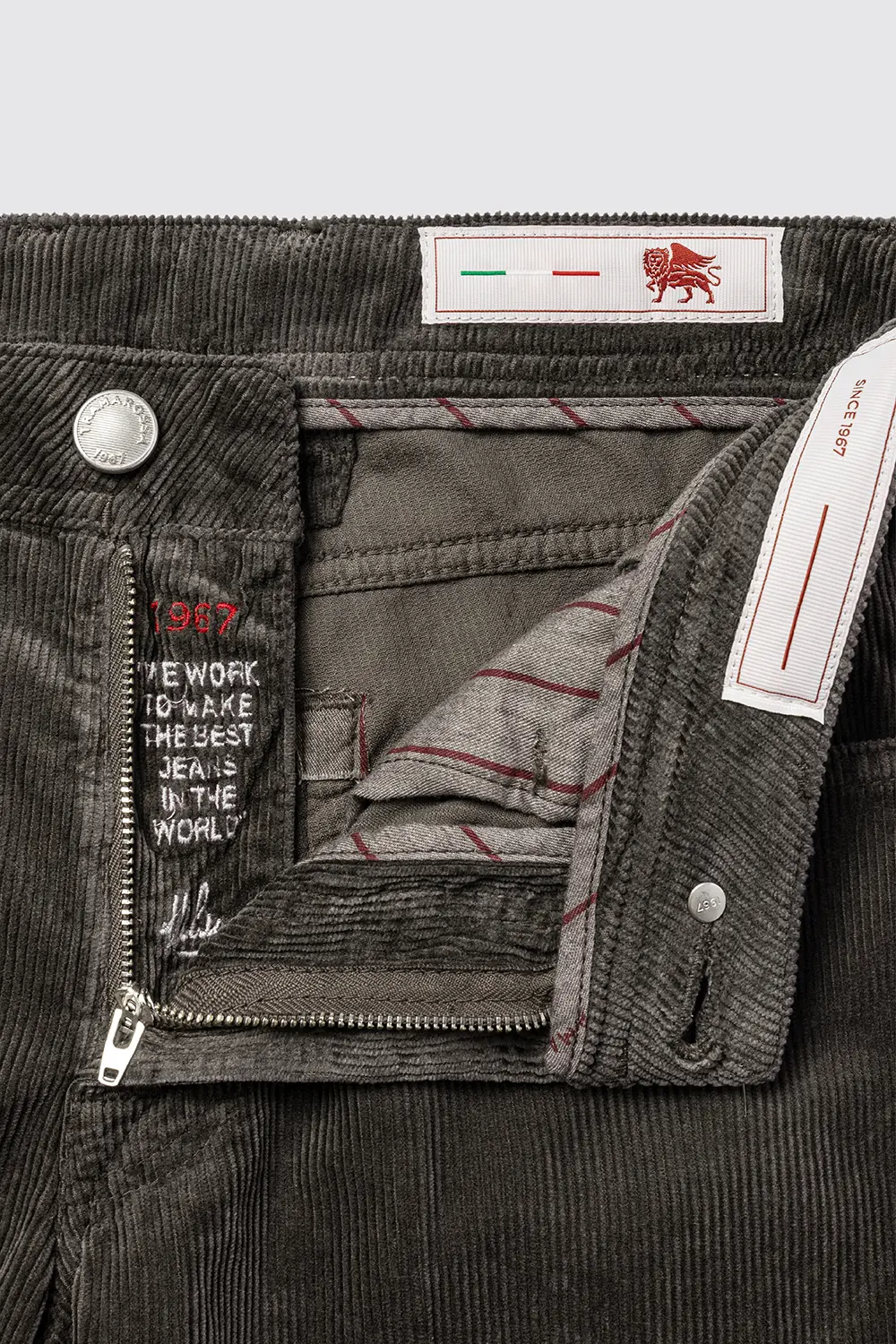 JEANS 5 TASCHE COLORATO MICHELANGELO REGULAR IN VELLUTO 1000 RIGHE MARRONE - immagine 4