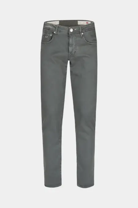 JEANS 5 TASCHE COLORATO MICHELANGELO REGULAR IN COTONE E CASHMERE GRIGIO SCURO