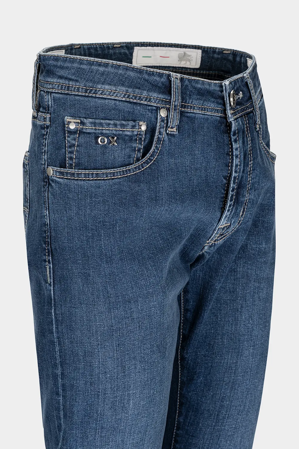 JEANS 5 TASCHE MICHELANGELO REGULAR IN DENIM STRETCH BLU MEDIO RACE - immagine 3