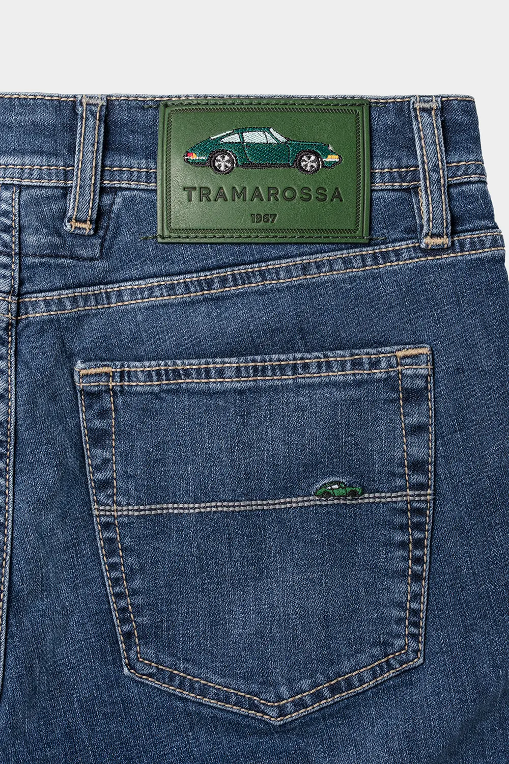 JEANS 5 TASCHE MICHELANGELO REGULAR IN DENIM STRETCH BLU MEDIO RACE - immagine 2