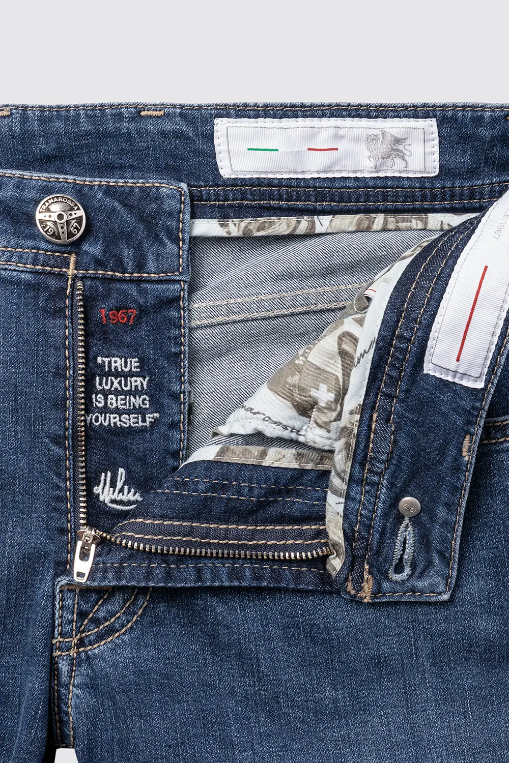 JEANS 5 TASCHE MICHELANGELO REGULAR IN DENIM STRETCH BLU MEDIO RACE - immagine 4