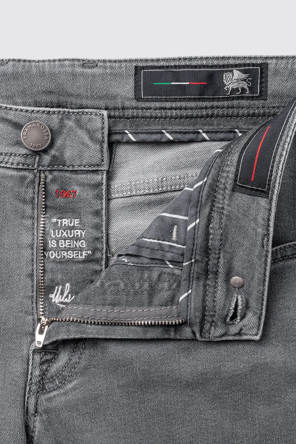 JEANS 5 TASCHE MICHELANGELO REGULAR IN DENIM TENCEL GRIGIO - immagine 4
