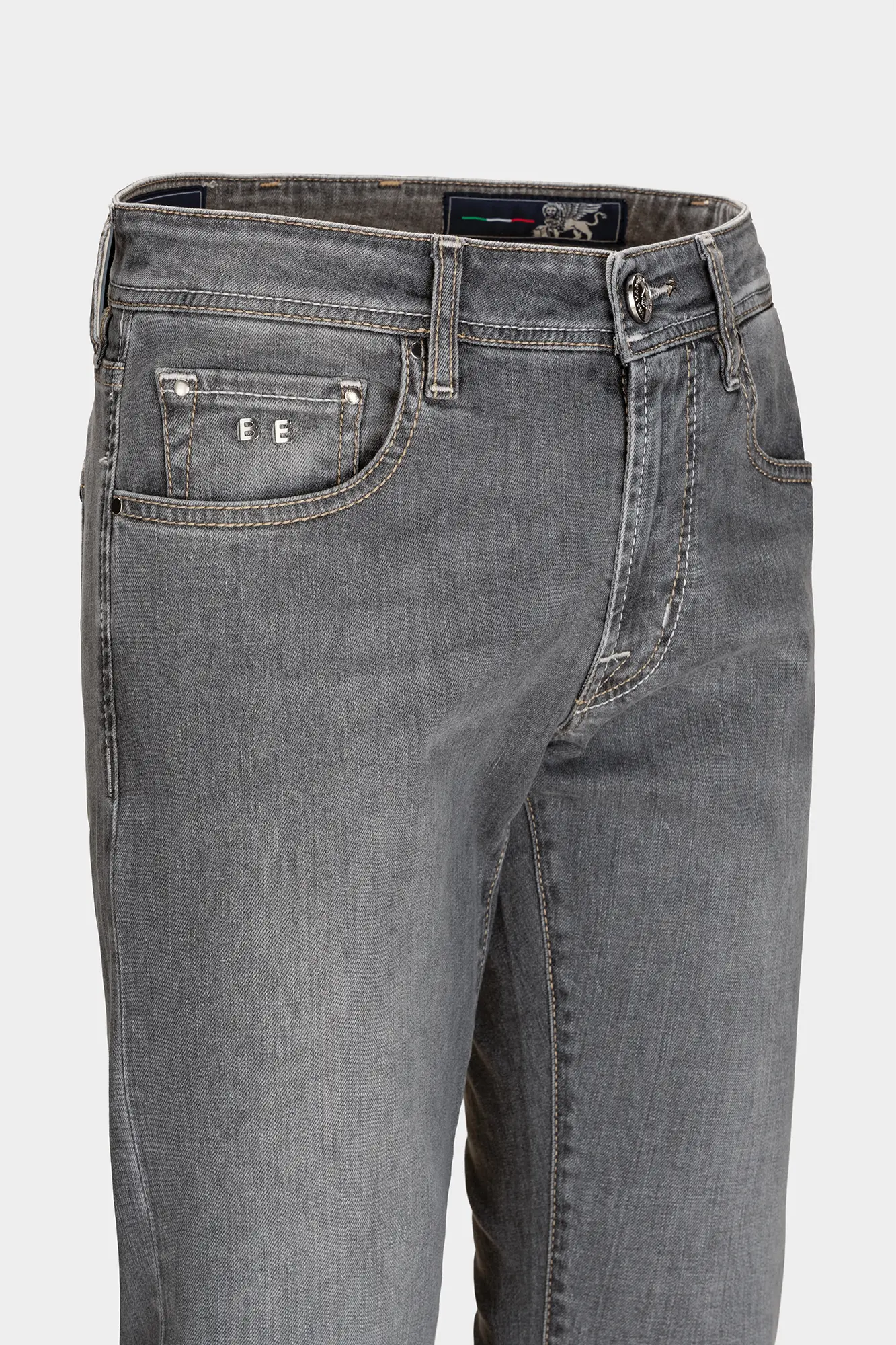 JEANS 5 POCKETS MICHELANGELO REGULAR IN GREY STRETCH DENIM VENEZIA - Image 3