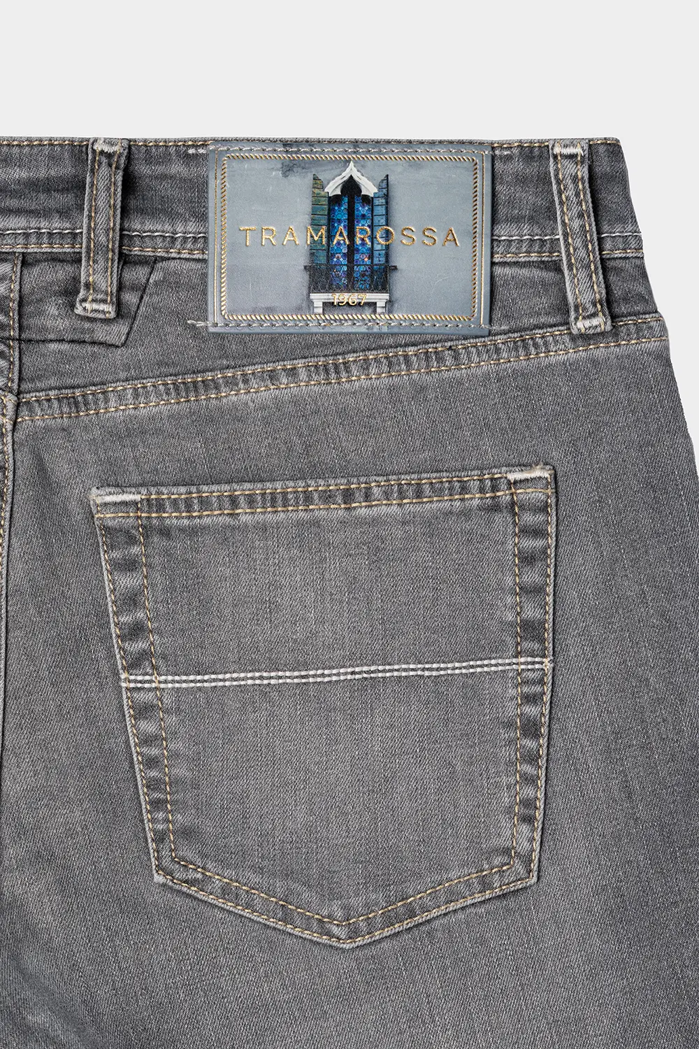 JEANS 5 POCKETS MICHELANGELO REGULAR IN GREY STRETCH DENIM VENEZIA - Image 2