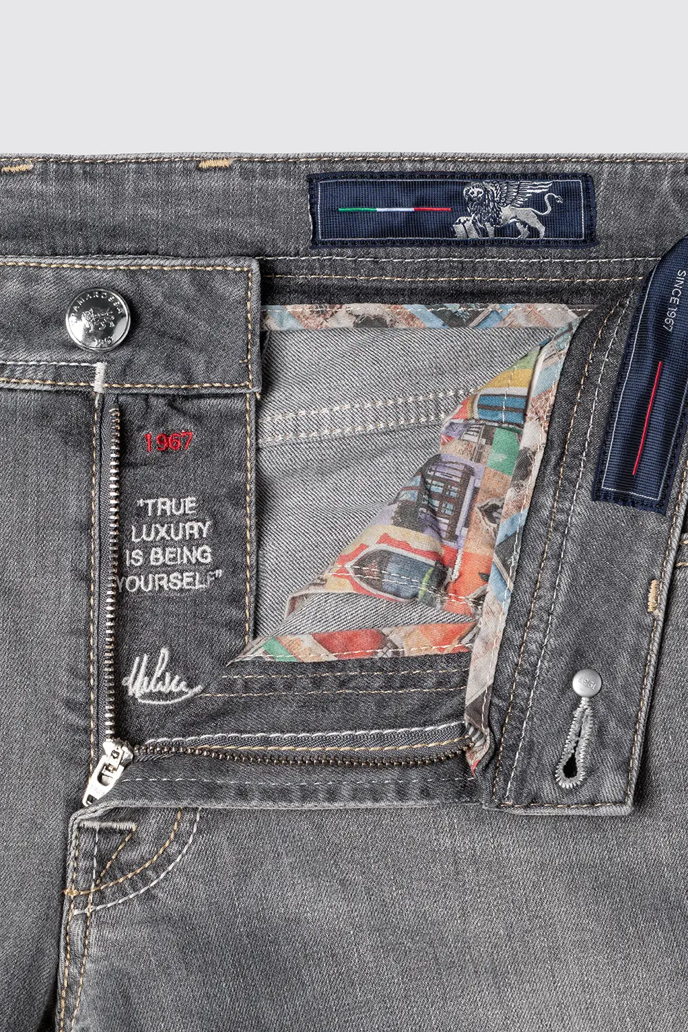 JEANS 5 POCKETS MICHELANGELO REGULAR IN GREY STRETCH DENIM VENEZIA - Image 4