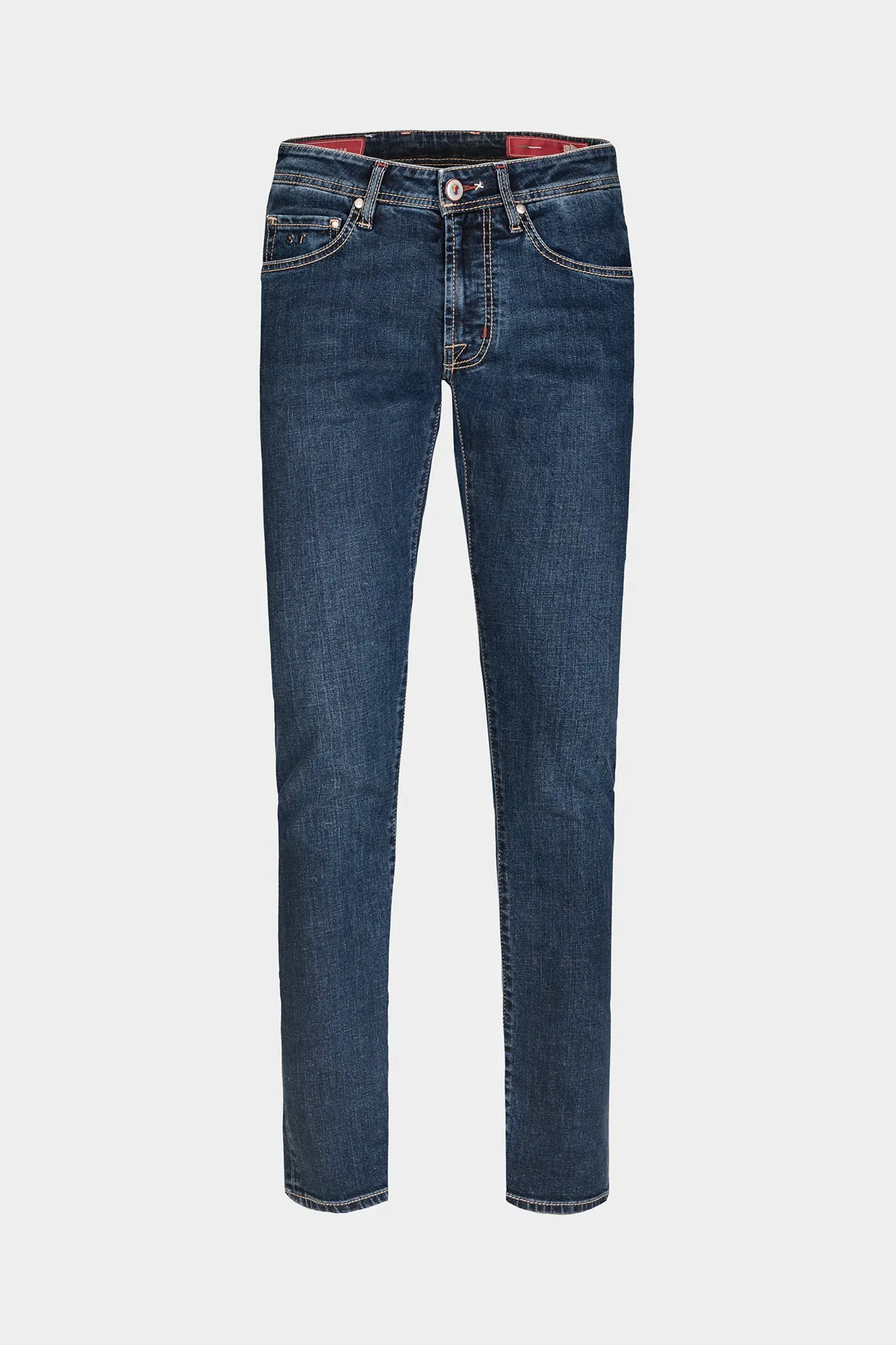 JEANS 5 TASCHE LEONARDO SLIM CON FILO COLORATO IN DENIM STRETCH NERO ARTE