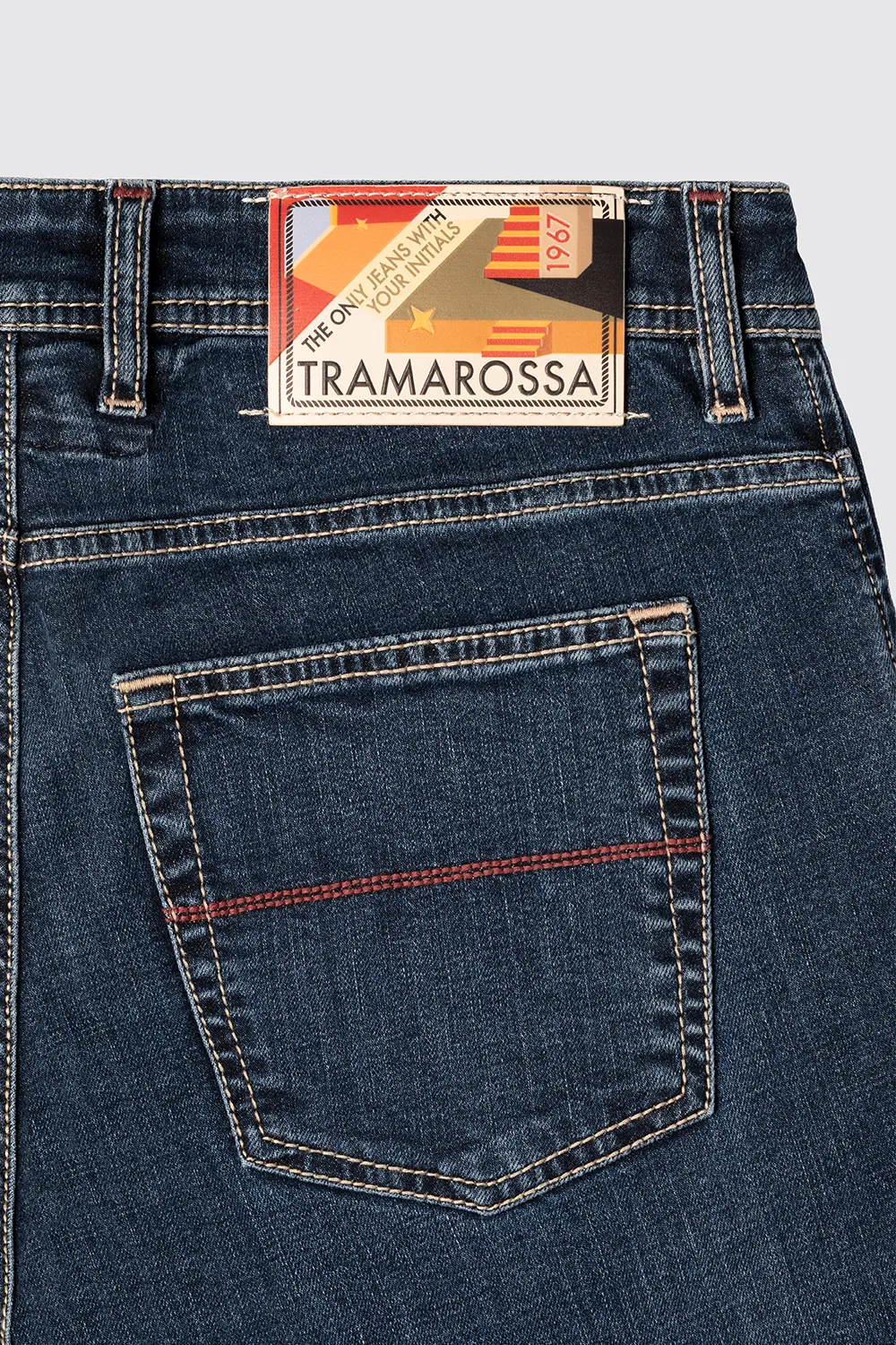 JEANS 5 TASCHE LEONARDO SLIM CON FILO COLORATO IN DENIM STRETCH NERO ARTE - immagine 2