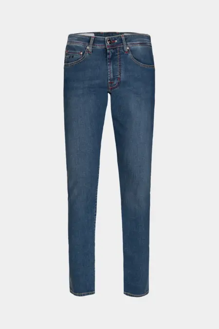 JEANS 5 TASCHE LEONARDO SLIM IN DENIM STRETCH BLU MEDIO MUSIC