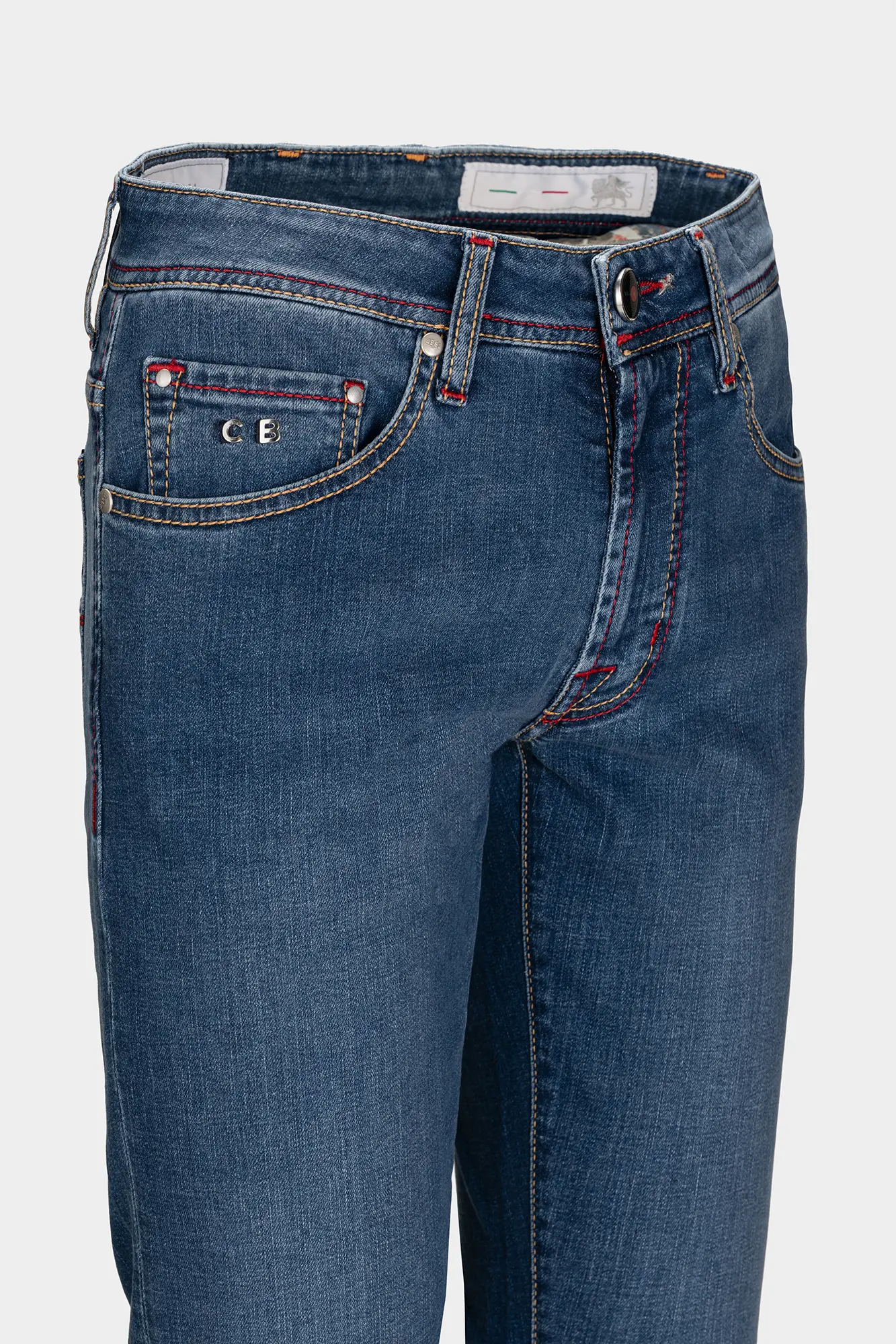 JEANS 5 TASCHE LEONARDO SLIM IN DENIM STRETCH BLU MEDIO MUSIC - immagine 3