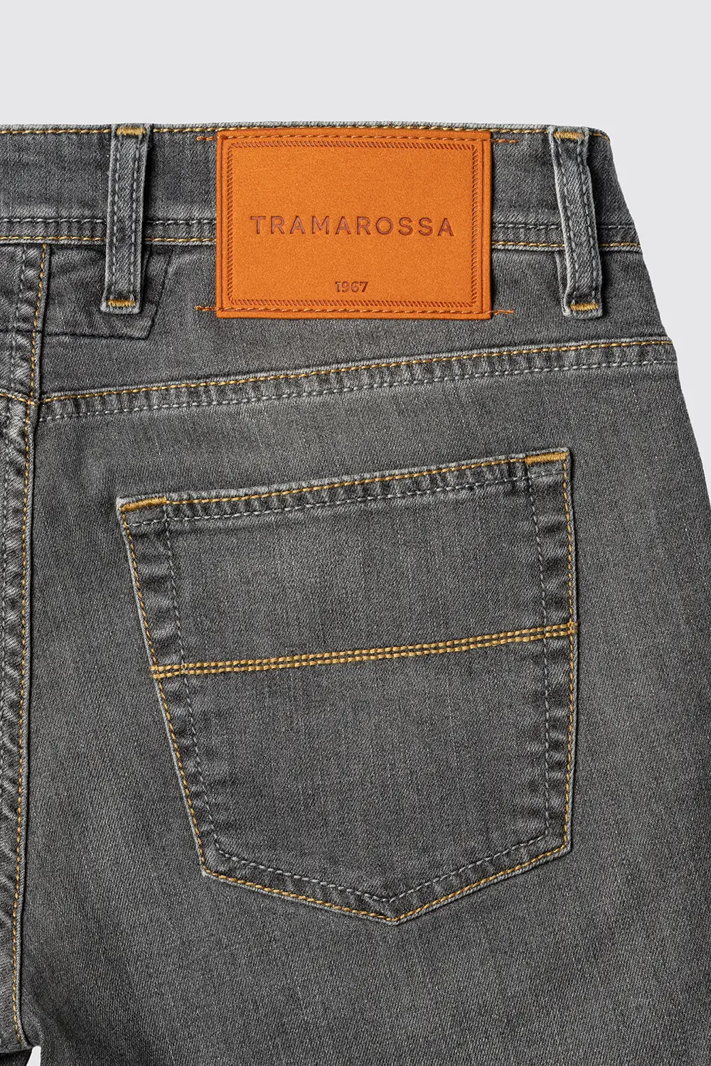 JEANS 5 TASCHE LEONARDO SLIM CON FILO COLORATO IN DENIM STRETCH GRIGIO BURANO - immagine 2
