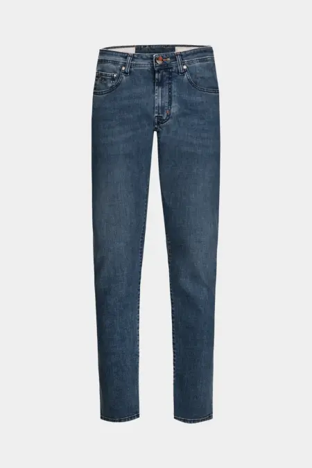 JEANS 5 POCKETS LEONARDO SLIM IN MEDIUM BLUE DENIM COLOR DENIM