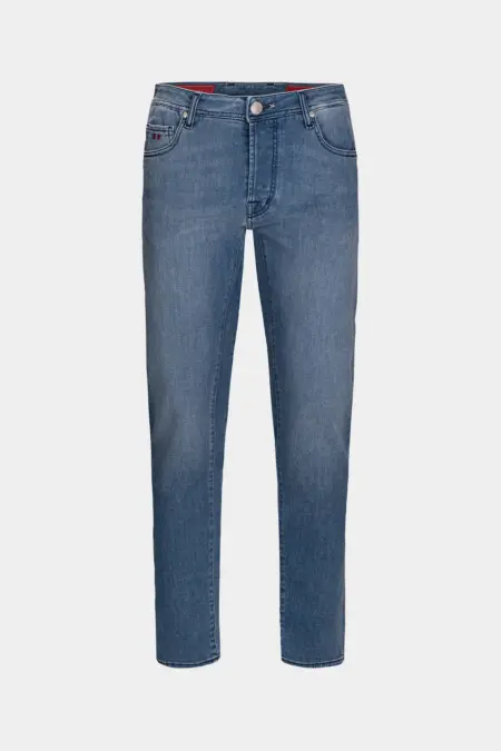 JEANS 5 TASCHE BRANDO CARROT IN DENIM RELAX BLU CHIARO - FILO BLU